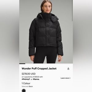 Lulu lemon wunder puff cropped jacket